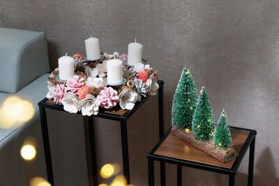 Veniec MagicHome Vianoce, adventný, ružovo-oranžový, 30 cm