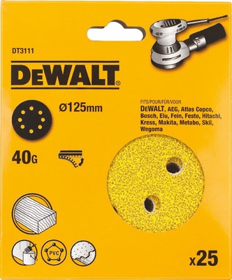 DeWalt brusný papír na suchý zip 125mm P40, 25ks DT3111