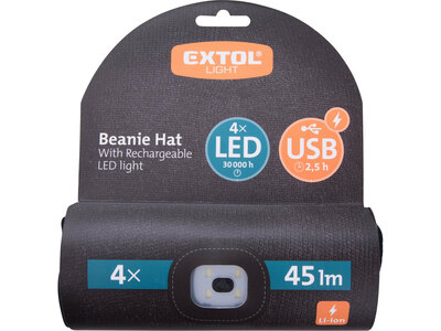 Extol Light čiapka s čelovkou LED, čierna 43199