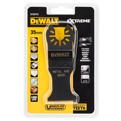 DeWalt bimetalový list s karbidovými zubami na drevo s klincami a sadrokartón, 35mm DT20743