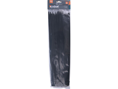 Extol Premium stahovací pásky černé, 4,8x380mm, 100ks, max. 22kg, nylon PA66, 8856164