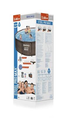 Bazén Bestway® Power Steel ™ Deluxe Series ™, 56709, vzor ratan 366x100 cm, filtr, žebřík