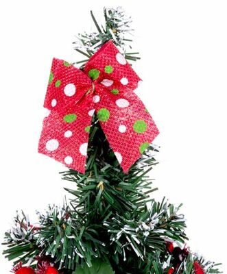 MagicHome vianočný stromček ozdobený, červený, 41 cm