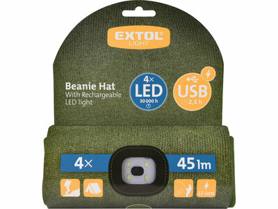 Extol Light čepice s čelovkou LED zelená 43192