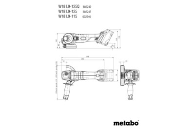 Metabo W 18 L 9-115 aku uhlová brúska 115mm 18V bez aku 602246840