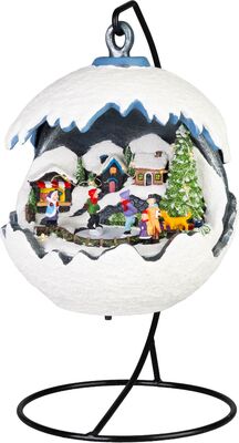 Dekorácia MagicHome Vianoce, Zasnežená krajinka, 3xLED teplá biela, 3xAA, 18,5x18,5x22 cm