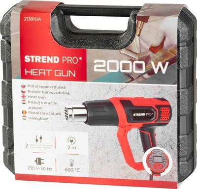 Strend Pro HG203 teplovzdušná pištoľ s LCD displejom, v kufríku 2000W