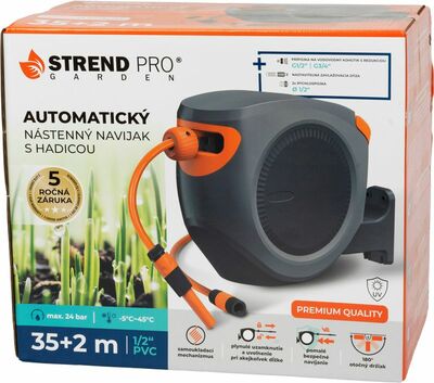 Strend Pro Premium automatický navíjač na stenu so záhradnou hadicou 1/2", 35+2 m
