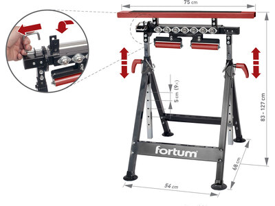 Fortum pracovní podstavec univerzální "koza" 4v1, max. 200kg, nastavitelná výška 4759985