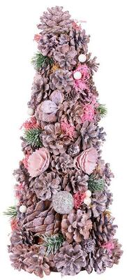 MagicHome vianočný stromček ozdobený, ružový, 40 cm