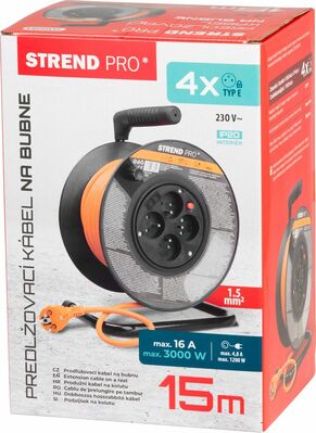 Strend Pro DG-FB04 predlžovací kábel na bubne, 15m 2130083