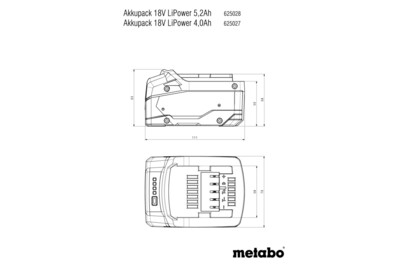 Metabo akumulátor Li-Power 18V, 5,2Ah 625028000