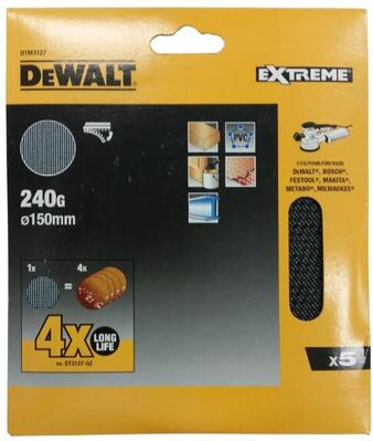 DeWalt brusná síťovina pro excentrické brusky 150mm P120, 5ks DTM3127
