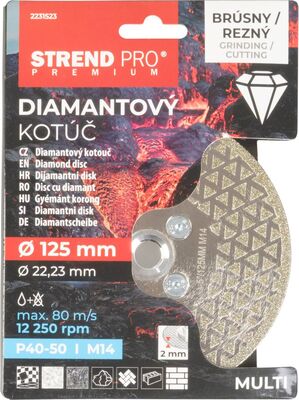 Strend Pro Premium diamantový rezný a brúsny kotúč 125 mm, M14