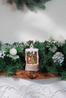 Lampáš MagicHome Vianoce, Santa so stromčekom, plast, 1xLED teplá biela, 8x4x15 cm, 2xAAA