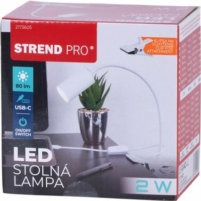 Strend Pro stolná lampa nabíjacia s klipsou na uchytenie, Alu, biela, USB, 41 cm