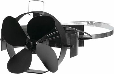 Strend Pro krbový ventilátor s úchytom na dymovod a magnetom, poháňaný teplom, 4-lopatkový,