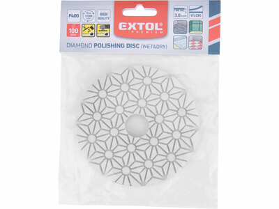 Extol Premium diamantový leštící kotouč na suchý zip, Ø100mm, P400, 8803096