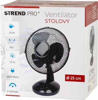 Strend Pro stolový ventilátor, čierny, 23 cm, 25 W