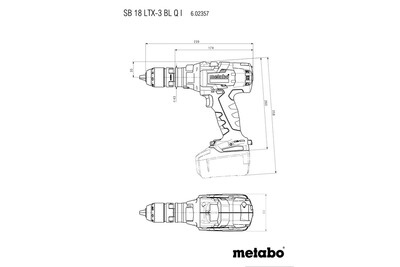 Metabo SB 18 LTX-3 BL QI aku příklepový vrtací šroubovák 18V bez aku 602357840