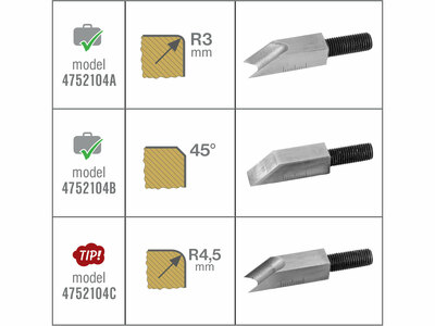 Fortum hoblík na zrážanie hrán, 2 profilové nože, 155mm, hliník, 4752104