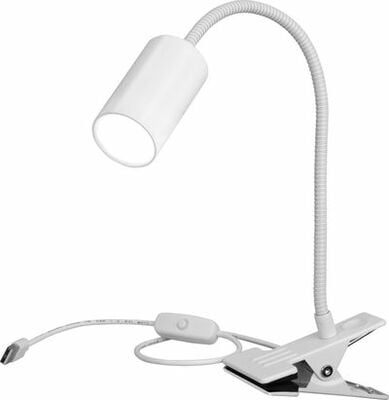 Strend Pro stolná lampa nabíjacia s klipsou na uchytenie, Alu, biela, USB, 41 cm