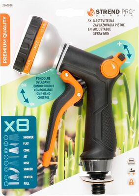 Strend Pro Garden, pištoľ zavlažovacia, záhradná, 8 vzorov, plast, 2560028