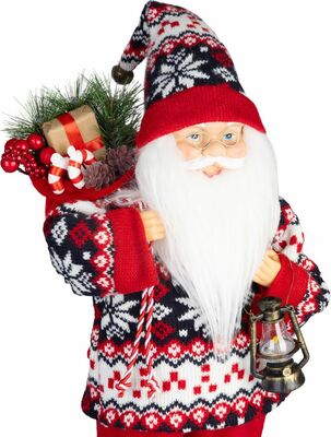 Dekorácia MagicHome Vianoce, Santa, so svetrom, 45 cm