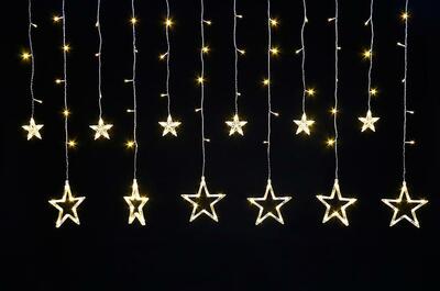 Reťaz MagicHome Vianoce Curtain, 138 LED teplá biela, s hviezdami, 230V, 8 funkcií