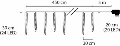 Reťaz MagicHome Vianoce Icicle, 352 LED studená biela, 16 cencúľov, vodopádový efekt, 230 V