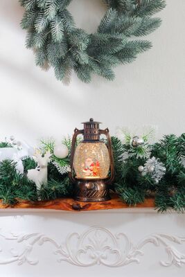 Lampáš MagicHome Vianoce, santa, plast, čierny, 1xLED teplá biela, 12x10x20.5 cm, 3xAA