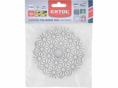 Extol Premium diamantový leštící kotouč na suchý zip, Ø100mm, P1500, 8803098