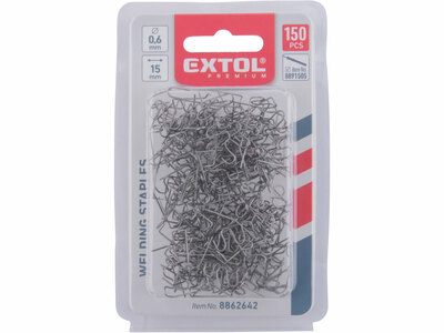 Spona na zošívanie plastov, Ø0,6x15mm, 150ks, vlna veľká, EXTOL PREMIUM