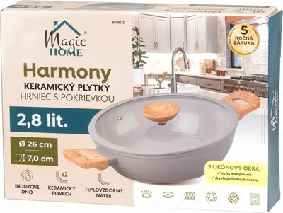 MagicHome Harmony hrniec plytký so sklenenou pokrievkou, 26 cm
