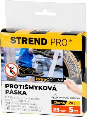 Strend Pro lepiaca páska protišmyková, extra odolná, čierno/žltá 25 mm, L-5 m