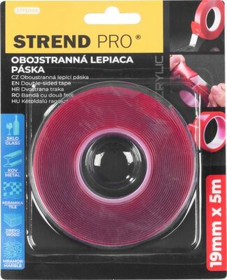 Strend Pro obojstranná lepiaca páska akrylová, montážna 19 mm, L-5 m