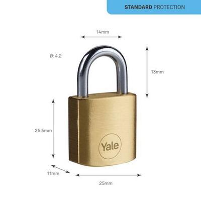 Yale Y110B/25/113/1, Standard Security, visiaci zámok 25 mm, 3 kľúče, 252345