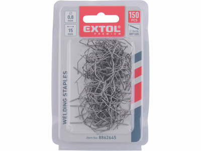 Spona na zošívanie plastov, tvar V, Ø08,x15mm, 150ks, EXTOL PREMIUM