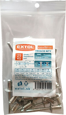 Extol Premium trhacie nity hliníkové 6,4x9,6mm 25ks, 8813873A