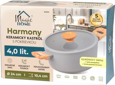 MagicHome Harmony hrniec so sklenenou pokrievkou, 24 cm