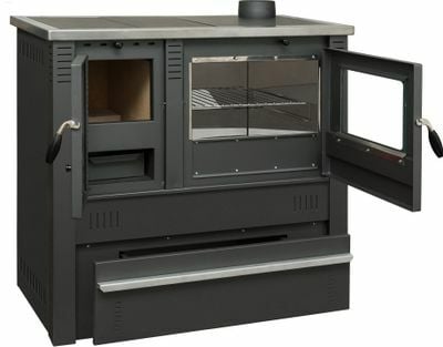 Sporák Pro PANONIA Steel, čierny, pravý vývod, 10,54 kW