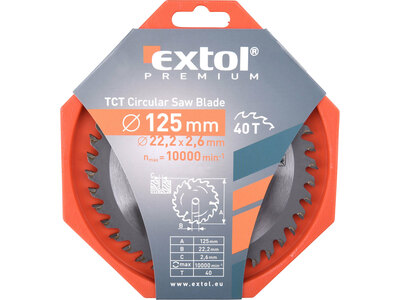 Extol Premium pílový kotúč s SK plátkami, 125x2,6x22,2mm, 40z, 8803207
