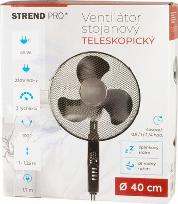 Strend Pro stojanový ventilátor s diaľkovým ovládaním, 40 cm, 45 W