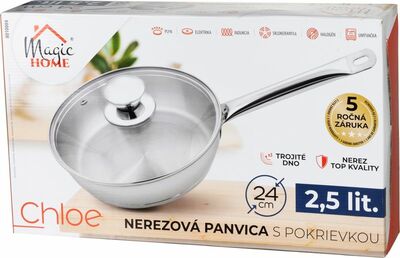 Panvica MagicHome Chloe, 24 cm, 2,5 lit., so sklenenou pokrievkou, nerez